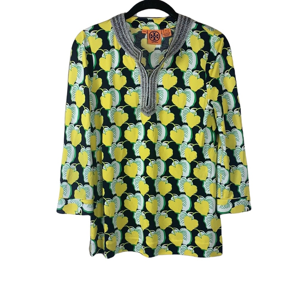 Tory Burch Beaded Floral Silk Blouse